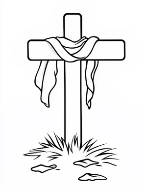 Serene Cross With Draped Fabric Christmas Coloring Page By Mindset Flow