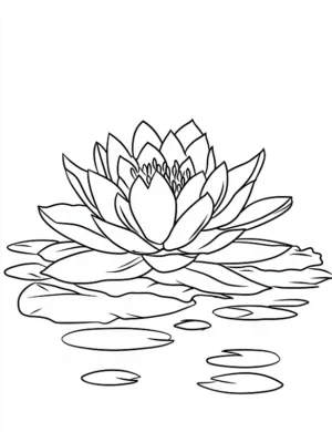Serene Lotus Flower with Water Reflection Flower Coloring Page by Mindset Flow