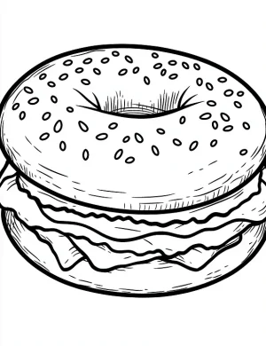 Sesame Bagel with Layers Coloring Page by Mindset Flow
