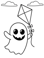 Shadow Ghost Flying With a Kite Coloring Page by Mindset Flow