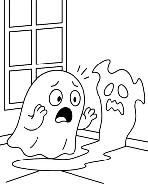 Shadow Ghost Scared Of Its Own Shadow Coloring Page by Mindset Flow