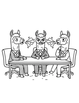 Shady Llama Boardroom Drama Coloring Page By Mindset Flow