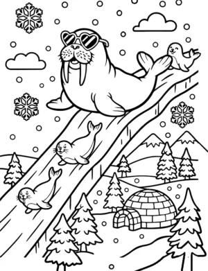 Silly Sliding Seals Coloring Page By Mindset Flow