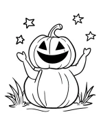 Simple Cartoon Pumpkin Scarecrow Coloring Page by Mindset Flow