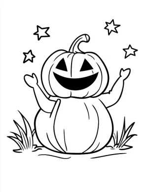 Simple Cartoon Pumpkin Scarecrow Coloring Page by Mindset Flow