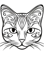 Simple Cat Face Mandala with Symmetrical Patterns Coloring Page by Mindset Flow