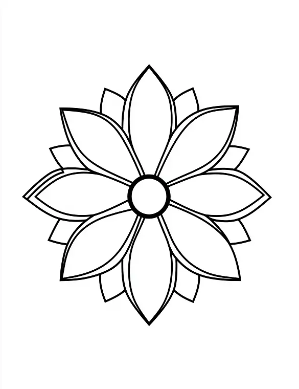 Simple Daisy Design With Symmetrical Petals Coloring Page by Mindset Flow