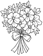 Simple Floral Bouquet With Ribbon Flower Coloring Page By Mindset Flow