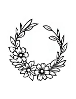 Simple Floral Wreath Coloring Page