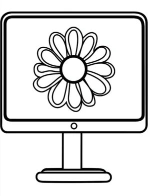 Simple Flower Displayed on Screen Flower Coloring Page by Mindset Flow