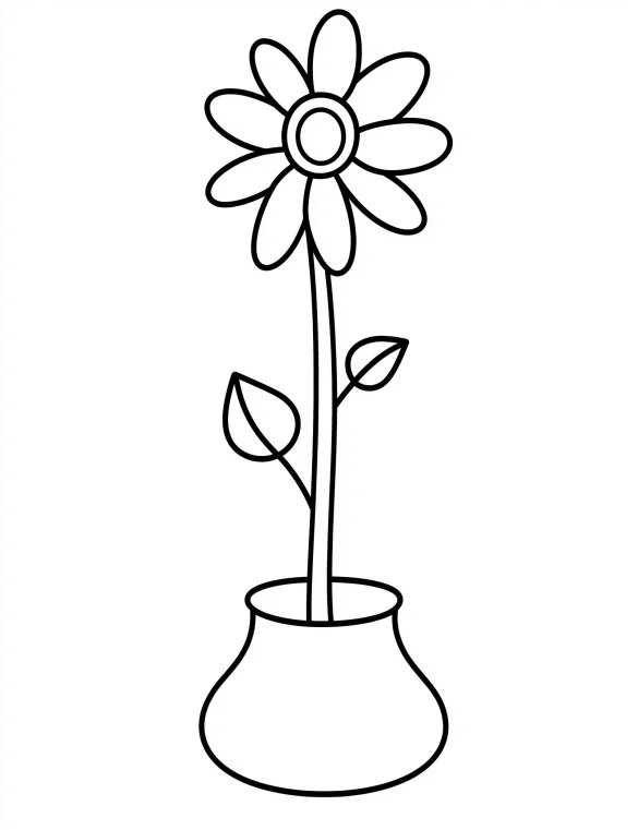 Simple Flower in Vase Coloring Page