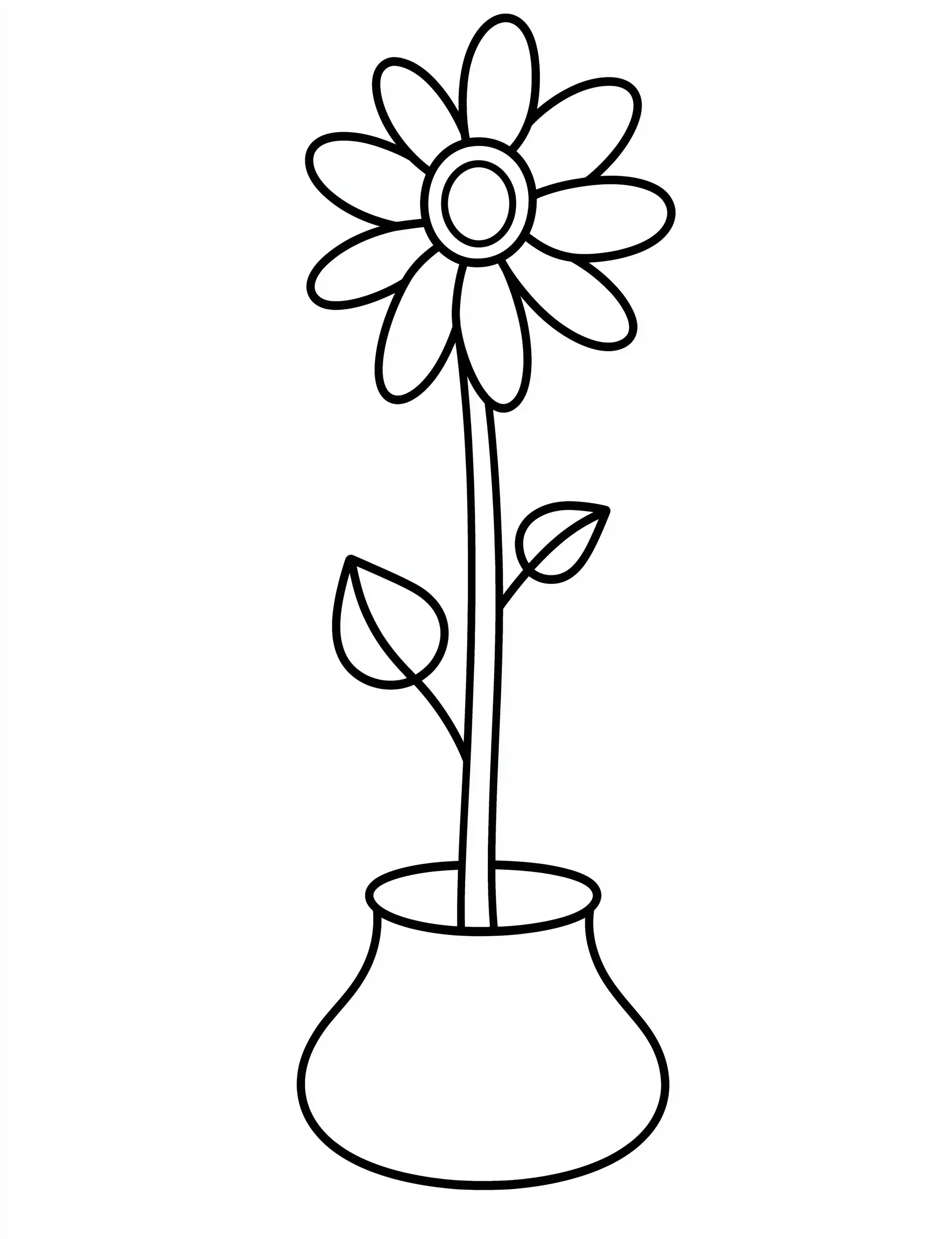Simple Flower in Vase Coloring Page