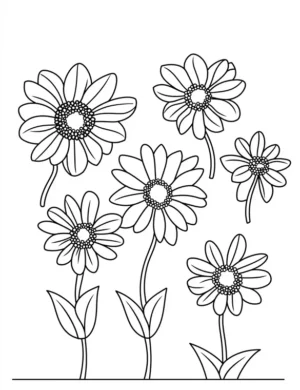 Simple Meadow Flowers Wildflower Bouquet Coloring Page