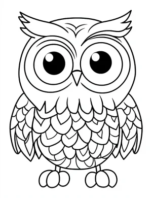 Simple Playful Cartoon Owl Coloring Page by Mindset Flow
