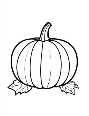 Simple Pumpkin Two Symmetrical Leaves Beneath Coloring Page by Mindset Flow
