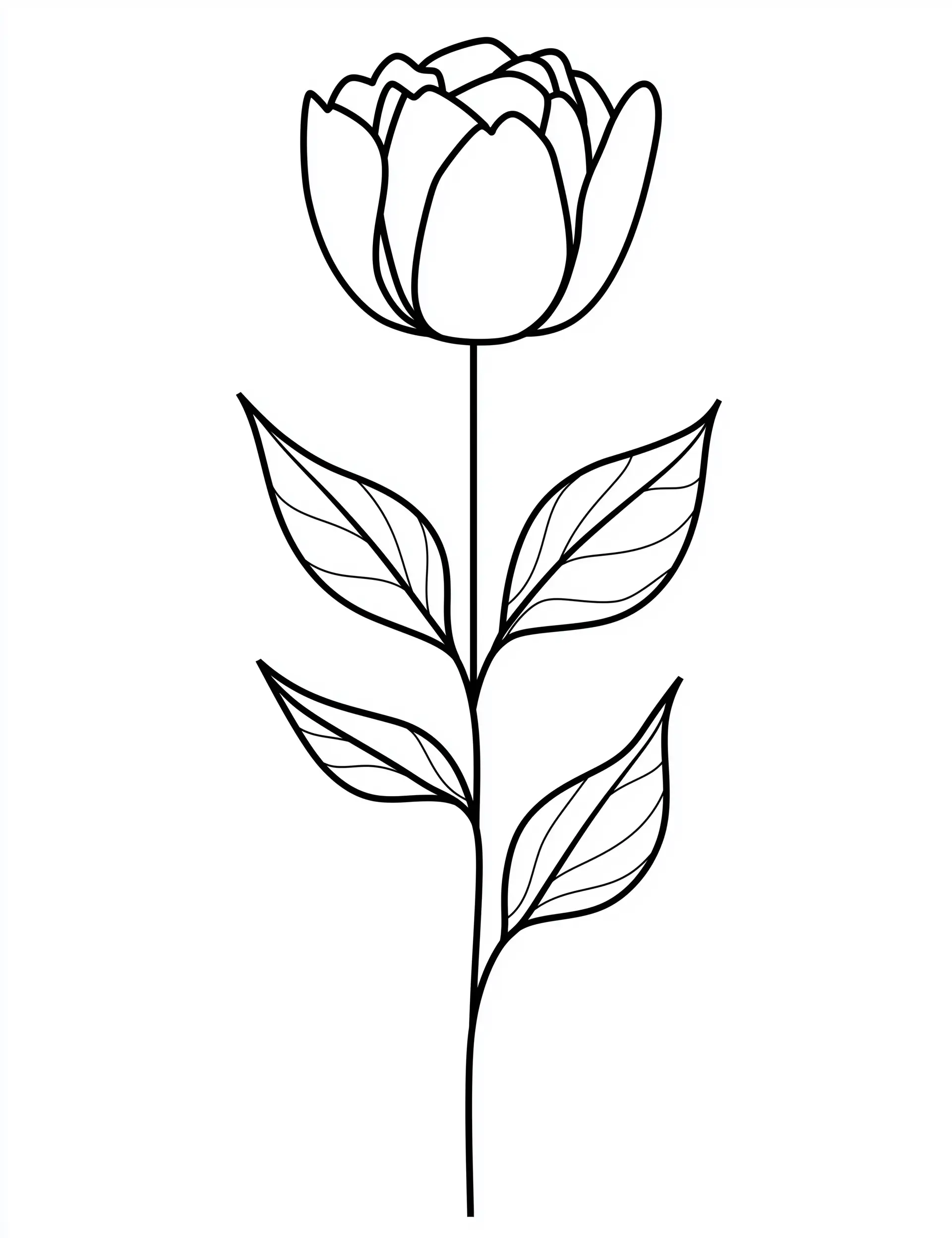 Single Blooming Tulip Stem Coloring Page