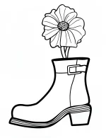 Single Boot with Flower Vase Coloring Page