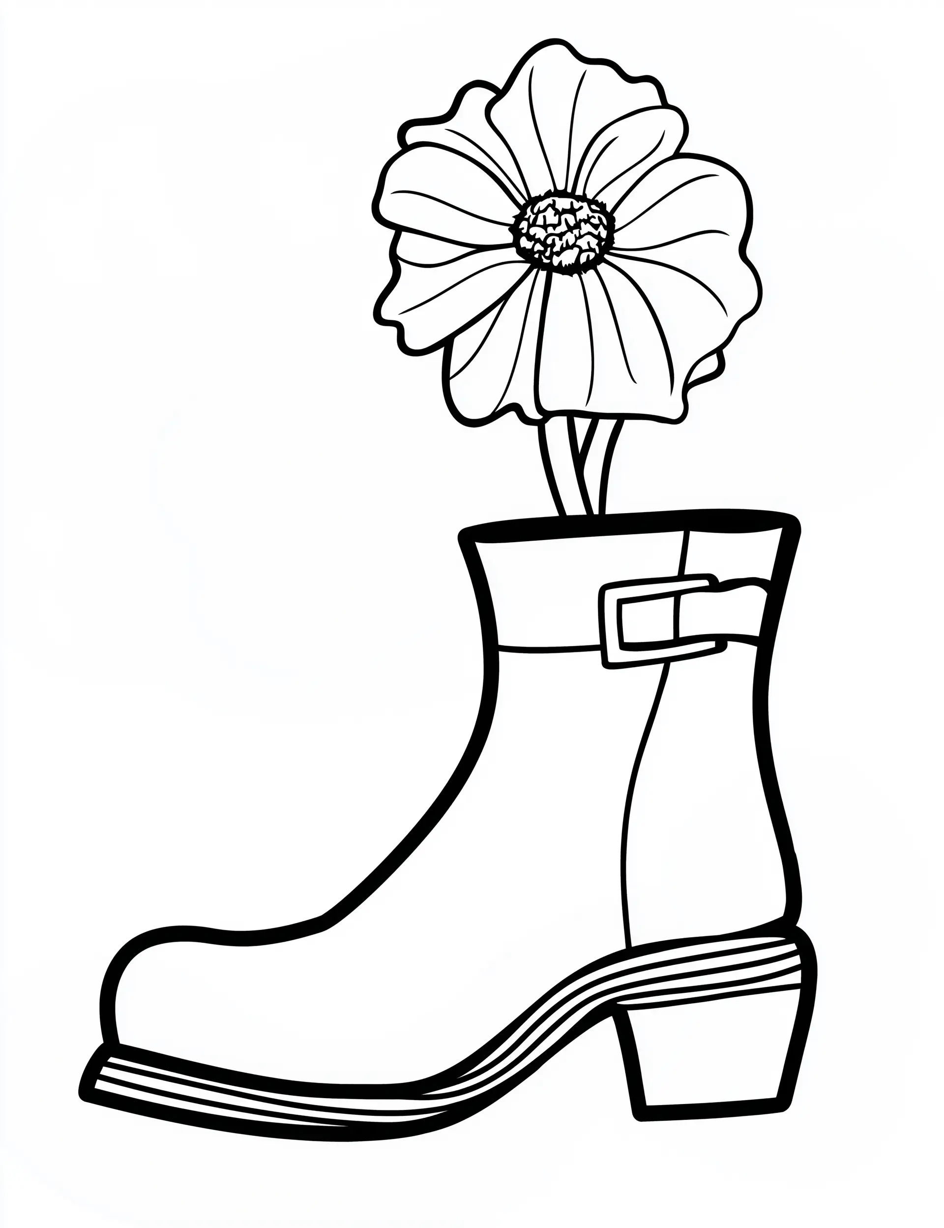 Single Boot with Flower Vase Coloring Page