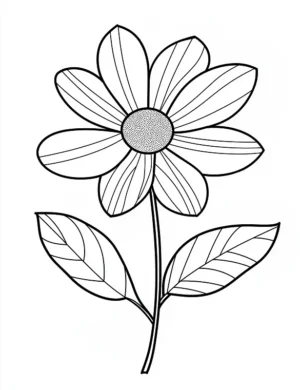 Single Daisy Flower With Leaves Flower Coloring Page By Mindset Flow