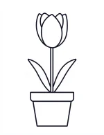 Single Tulip in Flowerpot Coloring Page