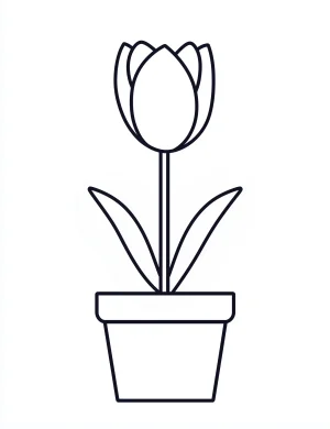 Single Tulip in Flowerpot Coloring Page
