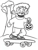 Skateboarding Zombie Halloween Coloring Page by Mindset Flow