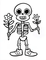 Skeleton Holding Plants Coloring Page by Mindset Flow