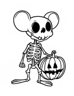 Skeleton Mouse Holding Pumpkin Halloween Coloring Page by Mindset Flow