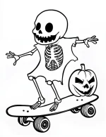 Skeleton Riding a Skateboard Coloring Page by Mindset Flow