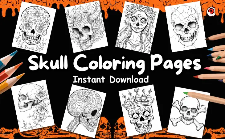 Skull Coloring Pages by Mindset Flow