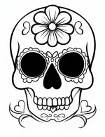Skull Design With a Flower On Top Coloring Page by Mindset Flow