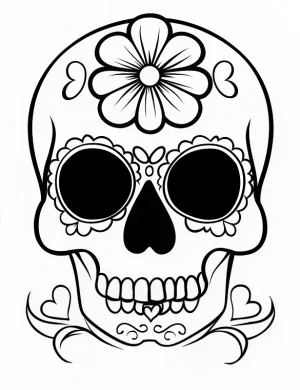 Skull Design With a Flower On Top Coloring Page by Mindset Flow
