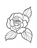 Small Rose Flower with Three Petals and Leaves Coloring Page