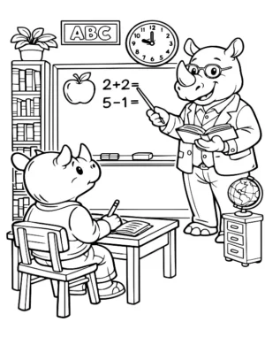 Smart Rhino Teacher Coloring Page By Mindset Flow