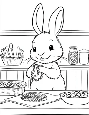 Smiling Bunny Making Friendship Bracelets Coloring Page by Mindset Flow
