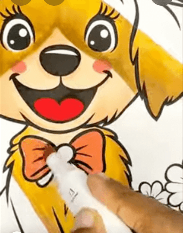 Smiling Dog with Hat and Flowers Summer Coloring Page-HowToVideo Smiling Dog with Hat and Flowers Summer Coloring Page-HowToVideo