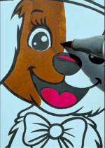 Smiling Dog with Hat and Flowers Summer Coloring Page-HowToVideo