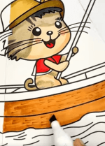 Smiling Fishing In A Boat Summer Coloring Page How to Video