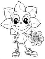 Smiling Flower Character With Blossom Flower Coloring Page By Mindset Flow