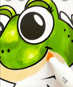 Smiling Frog Fishing by the Pond Summer Coloring Page-HowToVideo