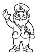 Smiling Leprechaun in Uniform Waving Coloring Page