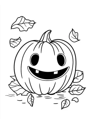 Smiling Pumpkin In The Bush Coloring Page by Mindset Flow