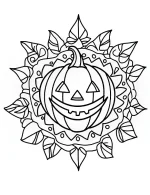 Smiling Pumpkin Mandala Halloween Coloring Page by Mindset Flow