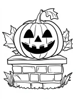 Smiling Pumpkin on Stone Pedestal Halloween Coloring Page by Mindset Flow