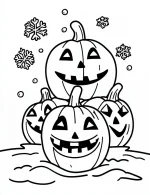 Smiling Pumpkins with Snowflakes Halloween Coloring Page by Mindset Flow