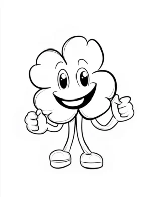 Smiling Shamrock Character St. Patrick's Day Coloring Page