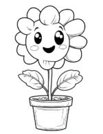 Smiling Sunflower In Pot Adult Flower Coloring Page By Mindset Flow