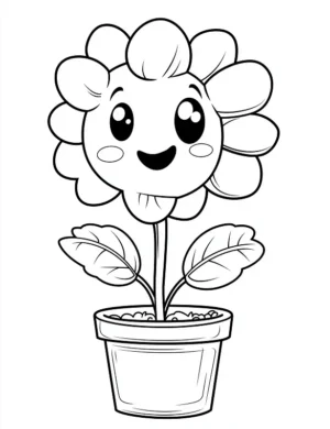Smiling Sunflower In Pot Adult Flower Coloring Page By Mindset Flow