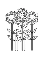 Smiling Sunflowers With Happy Faces Adult Flower Coloring Page By Mindset Flow