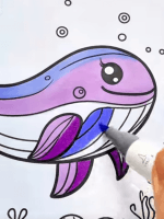 Smiling Whale in an Underwater Coral Reef Summer Coloring Page How to Video